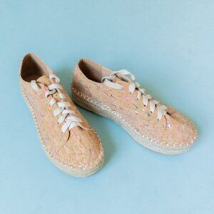 NEW Coconuts by Matisse Miami Rainbow Cork Lace Up Espadrille Sneakers Size 7.5